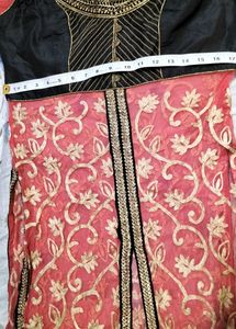 Designer Front Slit Suit With Sharara Pant And Dupatta And Inner.Size 34.