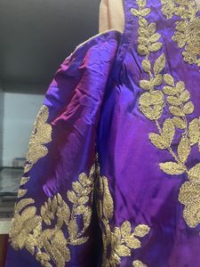 Purple and Gold Lengha Eid Dress