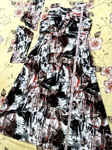 Abstract Print Sleeveless A Line Kurta