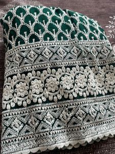 Green Embroidered Peasant Top