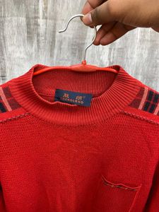 Red shinglang orignal Shoulder Sweater