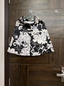 Black And White Floral Skirt