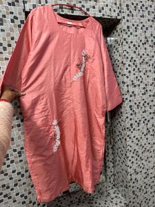 Silk Peach Kurta With Pant