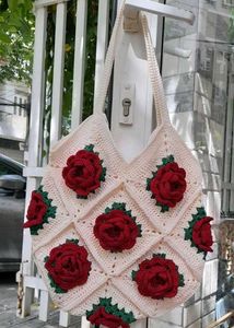 Crochet Rose Tote Bag