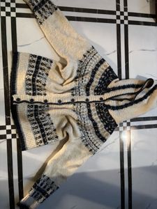Patterned Hooded Cardigan