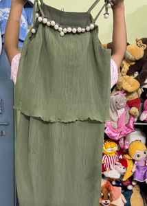 Olive Green Pearl Detail Top