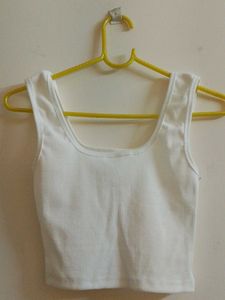 White Ribbed Tank Top