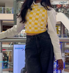 Yellow Checkered Corset Top