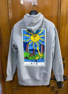 NIKE AIR LIGHT GREY MARL GRAPHIC HOODIE L(42)