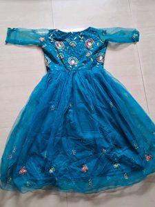 Elegant Blue Embroidered Dress