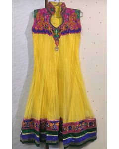 Patterned anarkali Yellow Dress 🟡
