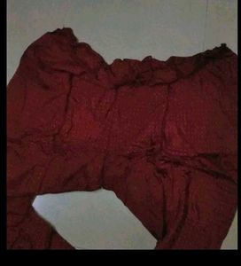 Burgundy Polka Dot Churidar Set Of Embroidery Kurt