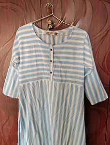 Blue &amp; White Striped Kurti – Perfect for