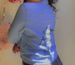 Light Blue Ripped Denim Jacket🐋🦋