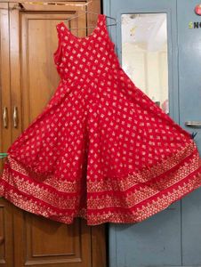 Red & Gold Fit & Flare Dress