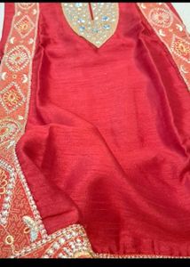 Mirror Work Silk Kurta Set Embroidery