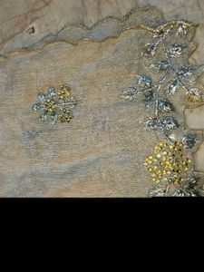 Sliver Elegant Embroidered Fabric Dupatta