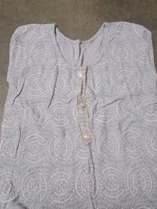 Grey Embroidered Kurta