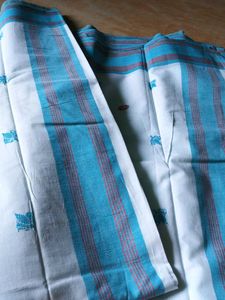 White Cotton Saree with Blue Border