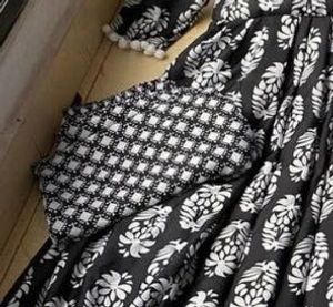 Black &amp; White Printed Anarkali Suit