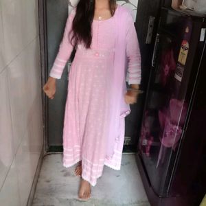 Pink Polka Dot Anarkali Suit