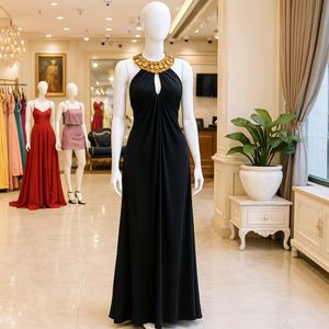 Elegant Black Halter Maxi Dress