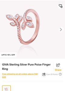 GIVA Silver Rose gold Ring