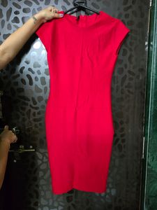 Red Solid Bodycon Dress