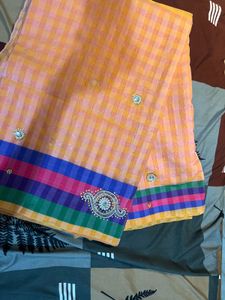 Elegant Checkered Saree