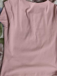 Madame Solid Dusty Pink Round Neck Top
