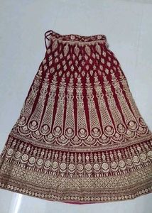 Maroon Velvet Lehenga Choli