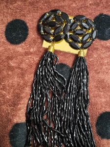 Black Tassel Earrings in Case
