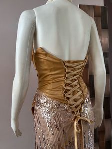 SATIN GOLD SEQUINED GOWN