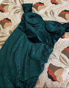 Green corset Sequin Mini Dress