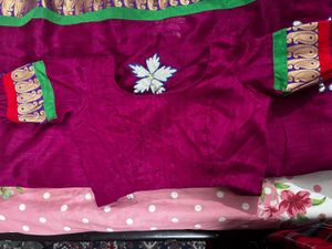 Purple Embroidered Saree With Blouse