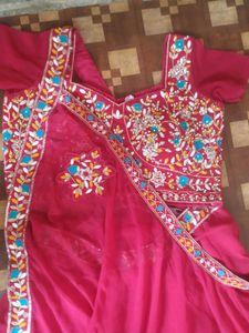 Pink Bollywood Dhoti Lehenga Sari With Jacket ✨