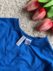 Blue Long Sleeve Crop Top