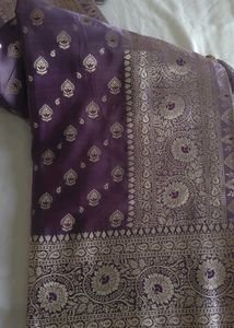 Elegant lavender satin Banarasi Saree