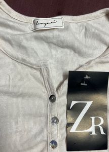 ZR Button-Down Crop Top Free Size