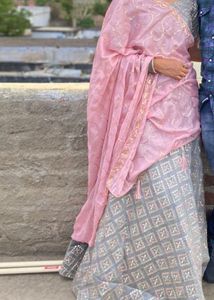 Grey Sequins Work Lahenga