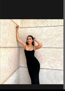 Sleek Black Satin Slip Dress