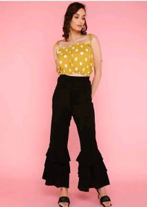 🐥Mustard Polka Dot Crop Top