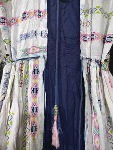 White Pattern Design Long Dress