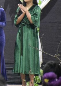 Emerald Green Velvet Wrap Dress