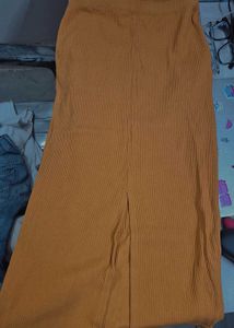 Mustard Ribbed Knit Skirt