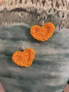 Crochet Heart Earrings- Set Of 2
