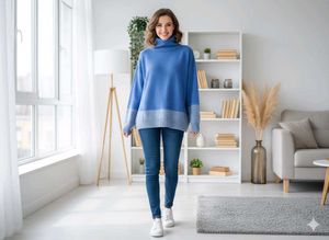 Blue Turtleneck Sweater