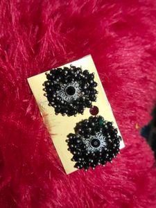 Black  Flower Earrings Pack Of 6