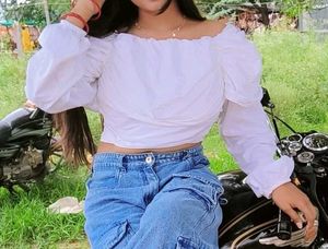 White Puff Sleeve Top
