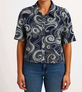 New Blue Balloon Sleeves Top